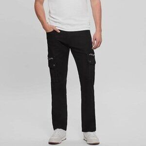 GUESS Mateo Regular Straight Jeans  Eco Cargo Zip Pocket Stretch Black W33 x L32